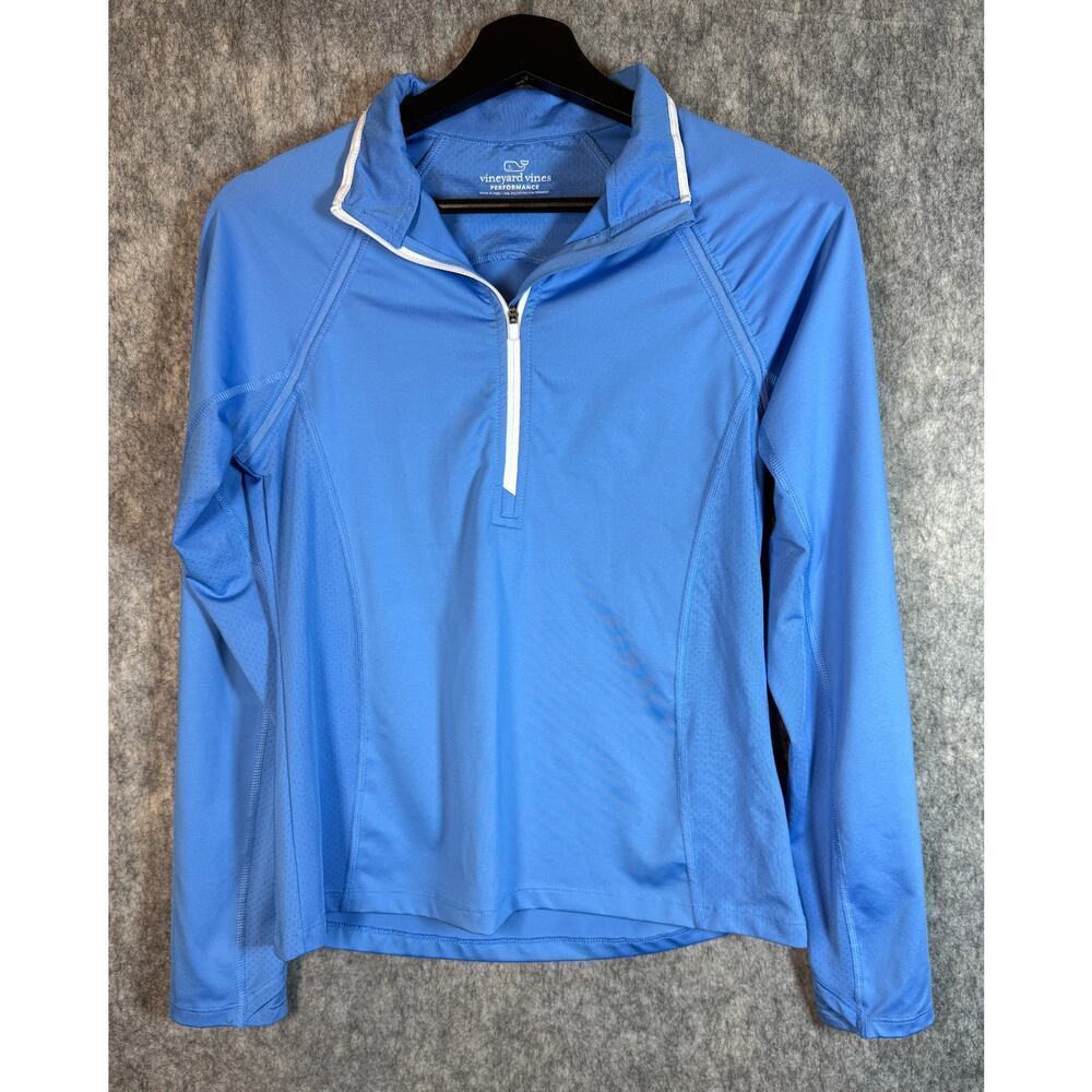 Vineyard Vine Performance Blue 1/4 Zip Pullover Sweater Golf Stretch - Small